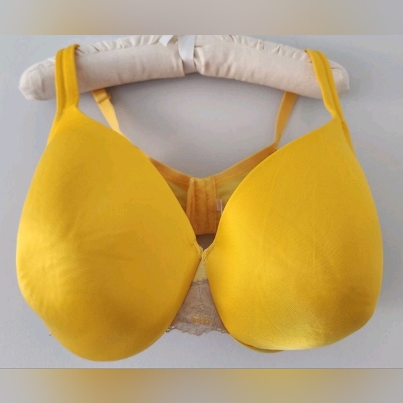 Cacique Yellow Full Coverage Smooth Lightly Lined Underwire Lace Trim Bra  40DDD - Picture 1 of 7